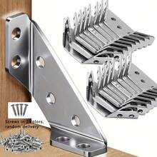 10pcs Heavy Duty Stainless Steel Furniture Corner Brackets Set With Screws (10 Corner Irons + 40 Screws) - 90° Angle Support, Detachable Surface And Anti-Scratch Metal Connectors, Suitable For Woodworking, Shelves, Tables, Bed Frames (Easy To Install, DIY)