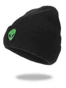1 pieza Gorro de punto bordado con diseño de alien, gorro de esquí unisex para invierno cálido - extranjero - Ver 11