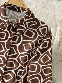 女士全身印花前扣短款后长款度假家居阿拉伯风格上衣 - 彩色 - 查看 4