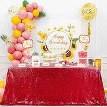 QueenDream 60x102 Inch sequin tablecloth for wedding and party decor-Silver(228.6 x 396.2 cm (Rectangular) Rojo) - Multicolor - Ver 2