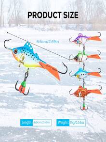 GOTURE 1PC Ice Fishing Bait With Vivid And Realistic Swimming Bait. Winter Ice Fishing Hook. Ice Fishing Bait. Ice Fishing Equipment Is Used For Vertical Fishing Hooks And Ice Fishing Tools For Tilapia, Plate Fish, Bigeye Lake Bass, And Bluegill Bass - Multicolor - View 2