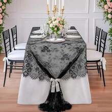 LuoluoHouse - Manteles rectangulares rústicos de Marfil para Boda, recepción, decoración de Mesa de Granja, 60 x 120 Pulgadas(120" x 60" (2Pcs Rectangular) Negro) - Multicolor - Ver 2