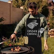Grill Aprons For Men Women, Dinner Is Coming Kitchen Chef Apron With 2 Pockets And 40\ Long Ties, Adjustable Bib Apron For CooFKing, BBQ, BaFKing, Gardening, Black,Black14 - Black14 - 查看 7