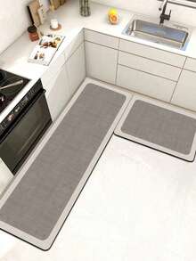 [HOT!!!] 1pc Soft Rubber Kitchen Mat, 3.5mm Thick Kitchen Rug, Light Gray Luxury Minimalist Style Kitchen Absorbent Mat Large Carpet, Can Be Self-Cut To Fit Kitchen Size, Surface Fabric Material, Middle Sponge Layer, Bottom Rubber Layer, Suitable For Kitchen Rugs, Kitchen Decor, Wedding Decor, Home Decor, Bathroom Mat, Entryway Mat, Laundry Room Mat, Hallway Carpet, Living Room Mat, Etc. - Multicolor - View 10