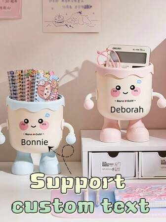 1ชิ้น กล่องเก็บของข้อความที่ปรับแต่งได้, กล่องเก็บของในบ้านบนเดสก์ท็อปคุณภาพสูง, ที่ใส่ปากกาเครื่องเขียนบนโต๊ะทำงานสำนักงานเด็กการ์ตูนน่ารัก, กล่องเก็บเครื่องเขียนบนโต๊ะนักเรียน, เหมาะสำหรับในร่ม, โต๊ะทำงานสำนักงาน, ของขวัญสำหรับเพื่อน