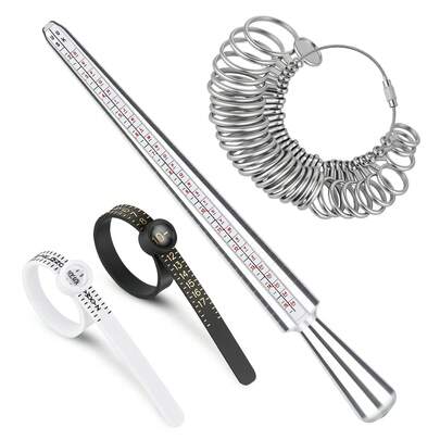 戒指尺寸测量工具套装，银色，高品质钢制戒指尺寸测量棒，尺寸 1-17/A-Z，可重复使用的带放大镜的手指尺寸测量带，尺寸 1-15 戒指尺寸测量规，易于使用，送给妻子的最佳礼物