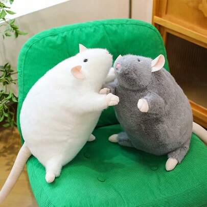 1pc Cute Lifelike Mouse Plush Toy, Realistic Gray Mouse With Expressive Eyes, Soft Fluffy Texture, Durable Polyester, Perfect For Christmas Gifts, Home Decor, Creative Props, Mouse Decor, Playful Design