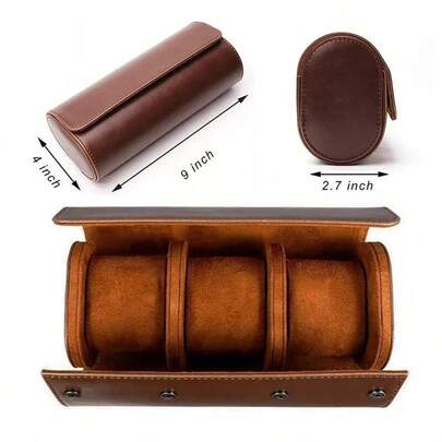 Watch Storage Box 3-Slot Watch Roll Case Vintage Leather Watch Display Case
