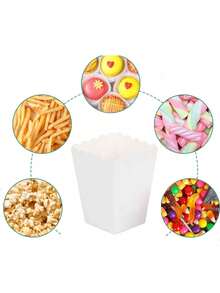 3pcs Striped Paper Popcorn Boxes, Blue, Pink, White - Suitable For Party Favors, Valentine's Day Party, Home Decor, Home Gifts - Multicolor - View 8