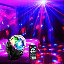 Lámpara de proyección de atmósfera mágica con bola de discoteca alimentada por USB, iluminación giratoria de plástico para fiestas, efecto de escenario de DJ portátil para varios tipos de habitaciones - Bola mágica de cristal de colores - luz policromática - Ver 4