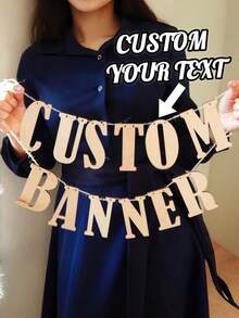1set Custom Wooden Name Banner – Personalized With Your Name, Suitable For Photo Props, Parties, Home Decor, Baby Showers, Birthdays, Weddings & Special Events - متعدد الألوان - مشاهدة 1