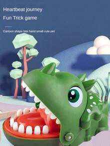 1pc (Random Color) Triangle Dinosaur Biting Finger, Big Mouth Crocodile Dinosaur Toy, Interactive Trickster Shark Pulling Teeth Game - Multicolor - View 9