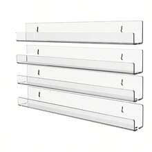 6pcs Modern Acrylic Wall Mounted Shelves - Transparent Space-Saving Bookshelf, Matte Finish Easy Installation, Suitable For Bathroom, Bedroom, Kitchen Minimalist Decor - Multicolor - View 3
