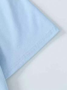 一件装趣味鲨鱼图案青少年男童T恤，运动鞋图案上衣，春夏流行校园服饰 - 藍色 - 查看 4