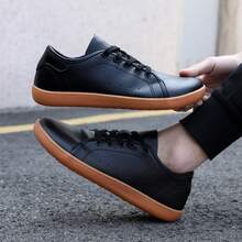 Oiaano 宽趾赤脚女式白色运动鞋男式真皮鞋男女通用简约透气舒适户外跑步工作鞋 - 黑色 - 查看 2