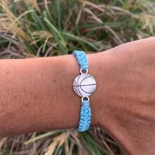 Sportybella Unisex Basketball Charm Bracelet - Adjustable Friendship Bracelet With Basketball Charm,LightBlue - LightBlue - 查看 4