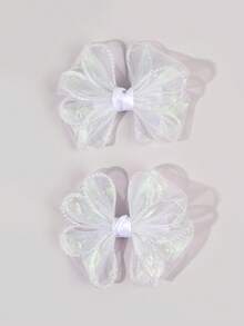 2pcs Multicolor Mesh Hair Bows For Baby Girls Elegant Mesh Alligator Clips Sparkly Tulle Hair Clips Sweet Casual Hair Barrettes Girls Gifts Hairpins Baby Hair Accessories - Multicolor - View 5