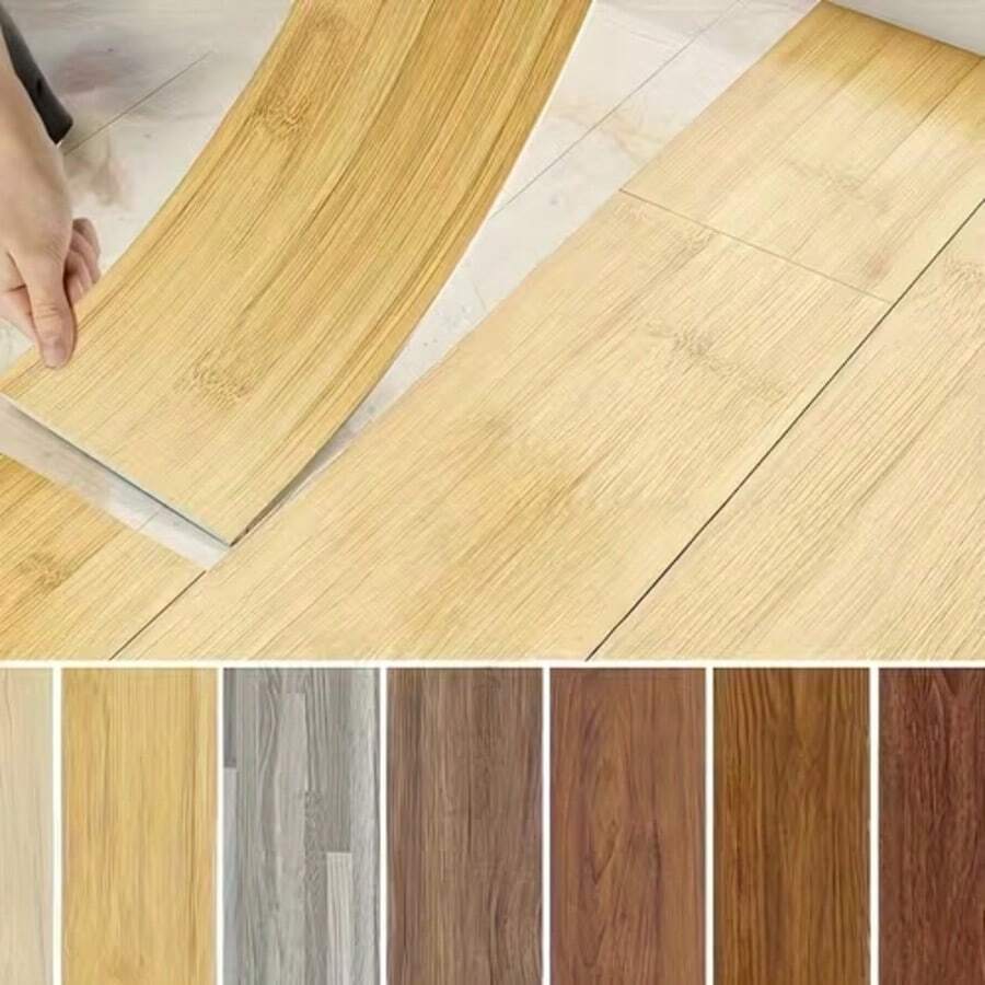 10pcs 40x15cm PVC Floor Stickers, Textured PVC Floor Tiles, Easy To Install And Remove Floor Decals