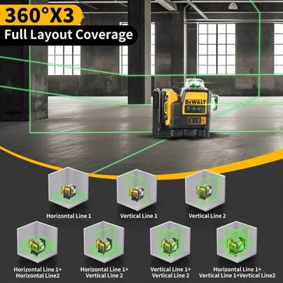 2025 DW089LG Degree Vertical 12V Lithium Battery 12 Line Laser 360 Level Outdoor Green Laser Level Green Laser