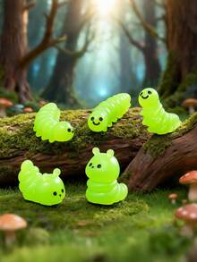 8pcs Cute Caterpillar Mini Figurines, Moss Micro Landscape Decor Accessories, Desk/Room Decor Stress Relief Ornaments, DIY Gardening Scenery, Soft Plush Texture Vivid Colors, Suitable For Micro Landscape, Desk, Room, Handmade Scenes, Easily Brightens Up Various Spaces With Adorable Cozy Ambiance - Multicolor - View 3