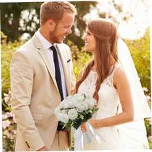 zxr Ramos de boda para la novia flores de rosa artificial ramo de novia con cinta de seda ramos de novia de dama de honor para la fiesta para la fiesta de boda Día de San Valentín decoración del hogar125 - Blanca - Ver 4