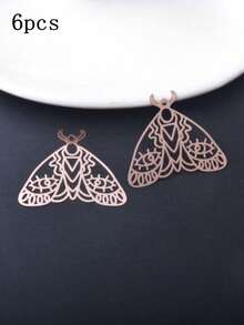 Conjunto de 6 pingentes em filigrana de latão, ouro branco e ouro rosa, acessórios para joias, pingentes de mariposa e borboleta para brincos artesanais. - Borboleta - Ver 14