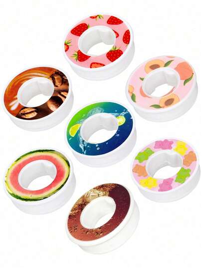 3pcs /5pcs Round Fruit Drink Flavor Pod, Creative 0 Sugar 0 Calorie Flavor Ring, Suitable For Plastic Water Bottles, Sports Water Cups, Sports Cup Accessories