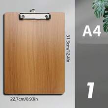 1pc Wooden A4 File Folder Board, Writing Pad, Office Organizer Clip, Plastic Clamp Document Holder For Students - Multicolor - View 2