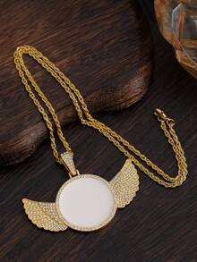 1pc Rhinestone Wing Pendant Necklace, Personalized Punk Sweater Chain, Popular Cross-Border Item - Wings Pendant Necklace - View 4