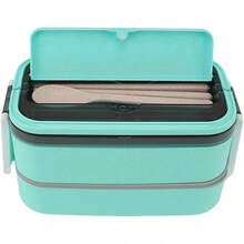 Fiambrera, 3 Contenedores de Almuerzo Apilables para Adultos, Caja de Diseño Minimalista Moderno con Juego de Utensilios, Lonchera a Prueba de Fugas para Salir - Color albaricoque cremoso - Ver 11