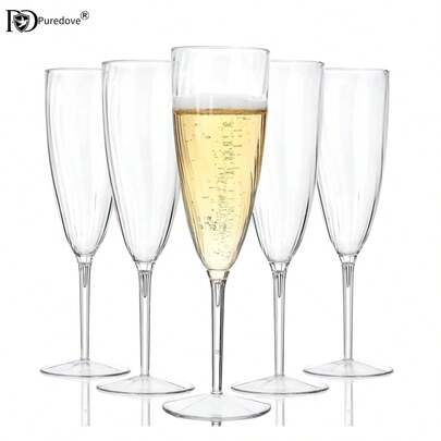  PUREDOVE 2/6/12pcs Clear Champagne Glasses Plastic - 170ml/6oz Clear Reusable Champagne Glasses Party Supplies,For Wedding/Birthday/Party