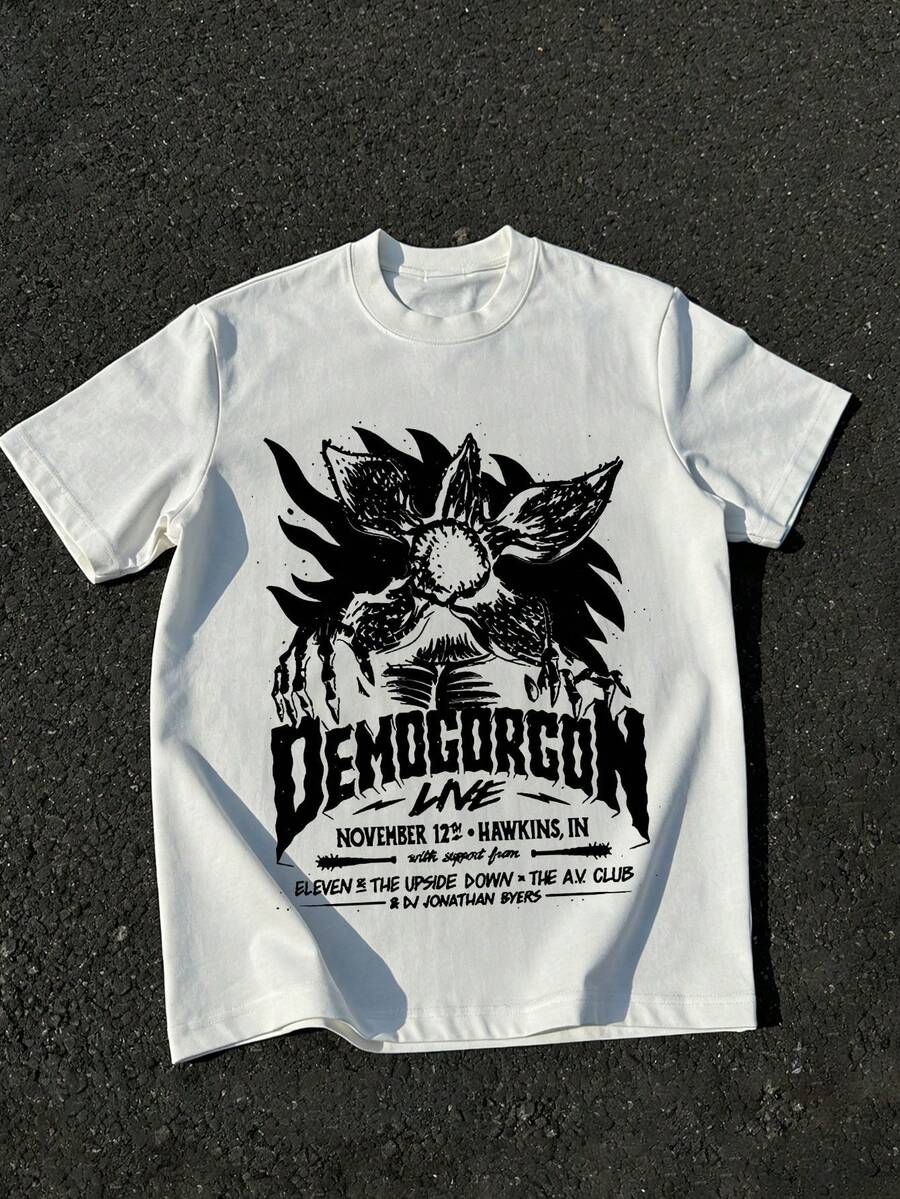 Strange Stories, Comfortable And Casual Boys' White Round Neck Short Sleeve Hoodie Made Of Polyester Fiber Material - White - View 1