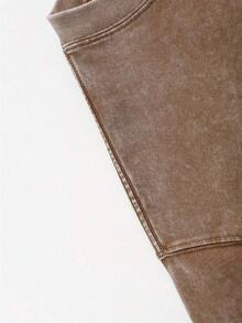 Yuega Tshrit 1pcMen's Pattern Washed T-Shirt - Double Sided Printing, 100% Cotton, Short Sleeved, Summer Casual T-Shirt, Black With White Star Design, Loose Fit, Machine Washable, Daily T-Shirt| Loose Fit Shirt| 100% Cotton T-Shirt, Cotton T-ShirtSummer Clothing Tops - 咖啡色 - 查看 6