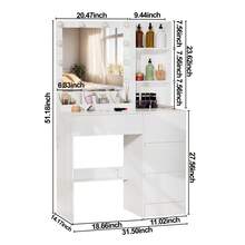 Large Dressing Table Dresser Vanity Set + 10LED Bulbs Mirror For Christmas Gifts - White - View 10