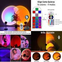 Lámpara de proyección con 16 Colores, Proyector de Luz Arcoíris de Rotación de 360 Grados con control remoto, para cumpleaños, Día del Niño, decoración y fotografía(default) - Multicolor - Ver 1