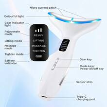 450mAh Electric Microcurrent Facial Beauty Device, Neck Lifting & Skin Rejuvenation, LED Face Firming Massage - Multicolor - View 9