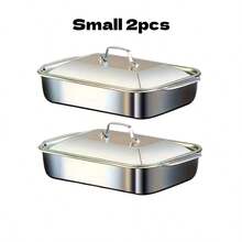 1个带盖不锈钢烤盘，双面耐热手柄，条纹不粘涂层。适用于烘焙甜点、海鲜菜肴和烤鱼。是商业厨房的理想之选，可用于烘焙、蒸煮、烧烤、烤制和糕点制作。 - 彩色 - 查看 13