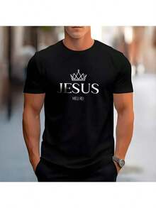 Men's Basic Jesus Stylish T-Shirt 100% Cotton Round Neck Premium Line COD050 - Black - View 2