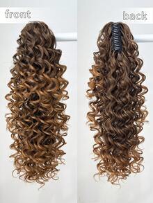 Tóc giả đuôi ngựa hình móng vuốt, màu nâu chuyển sắc 20 inch, sóng sâu, sợi tổng hợp chịu nhiệt, phù hợp cho nữ giới dịp Giáng sinh, Halloween, lễ hội âm nhạc, tiệc tùng và sử dụng hàng ngày. - Màu nâu ombre - Xem 9