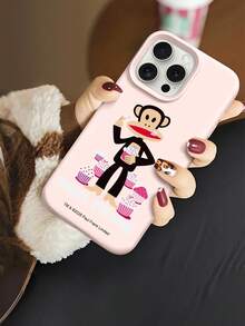 Paul Frank Officially Licensed Liquid Silicone Phone Case, Full Body Monkey Face Drop Protection With Camera Guard, Monkey Cake Letter Pattern, New Design Compatible With IPhone 13/14/15/16/17 Pro Max - Multicolor - View 4