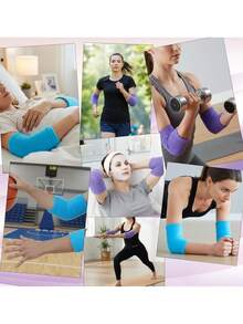 2pcs/1pair Dry Elbow Care, Elbow Care Beauty Gel Moisturizing, Elderly Elbow Care, Suitable For Wet Chapped Dry Skin Care, Covering Heel Socks, Elbow Sleeves, Blue And Purple - Multicolor - View 6