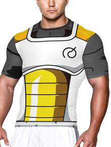 Men's High-Stretch 3D Printed Compression Shirt - Quick-Dry, Breathable Polyester, Short Sleeve Crew Neck For Sports & Casual Wear - Ideal For Running, Training, Basketball - Summer Essential With Unique Astronaut Design - 混合色 - 查看 5