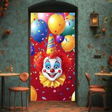 2D Flat VDoor Flag 1 Pc 2D Carnival Of Clowns Door Flag - Durable Polyester, No Power Required, Ideal For Indoor/Outdoor Spring/Summer Celebrations, Parties And Events, Party Decorations, Optimistic Design, Vibrant Printing - 1PCS - View 2
