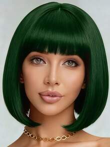 12-Inch Wine Red Bob Wig With Bangs, High Density, Versatile & Fluffy, Suitable For Women, Cosplay & Halloween - Multicolor - View 13