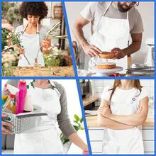 4 Pack Chef Apron, Adjustable Apron With 2 Pockets, Unisex Personalised Apron For CooFKing, Kitchen, Restaurant,White - Trắng - Xem 8