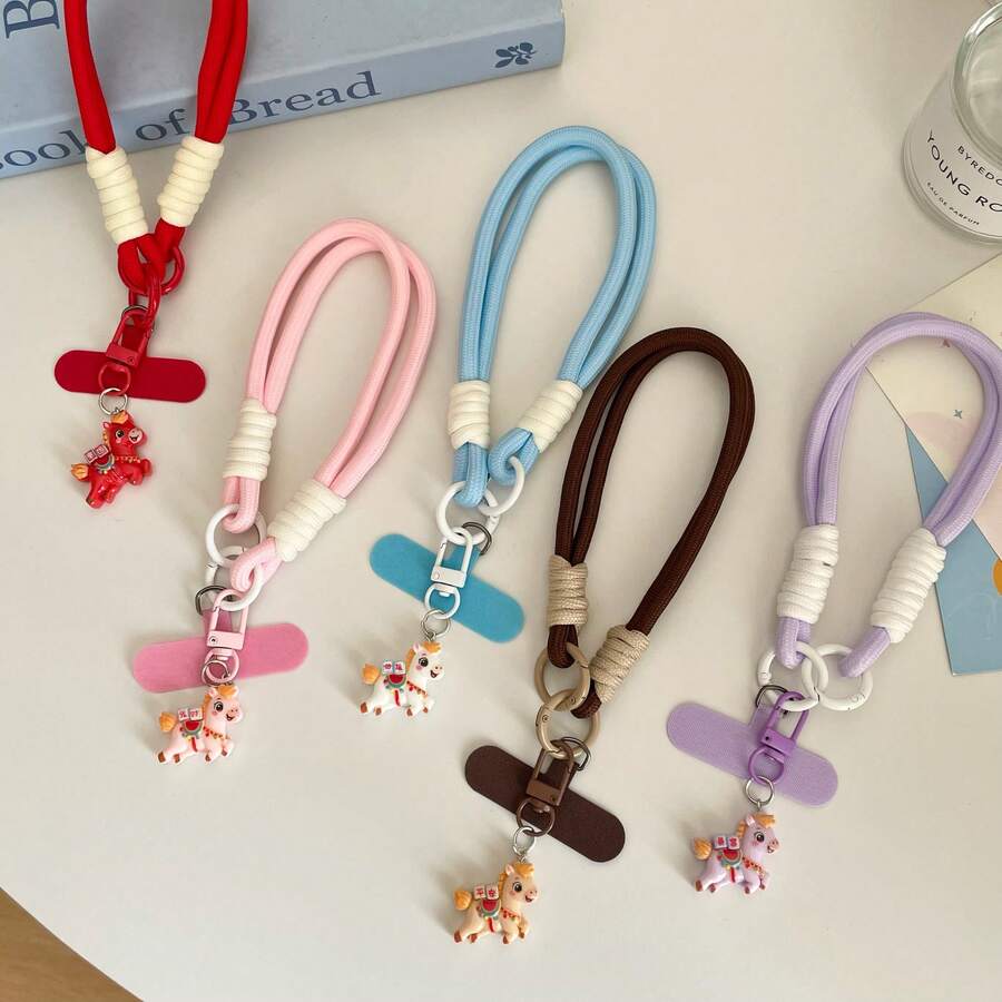 1 chiếc dây đeo cổ tay hình ngựa in chữ Tết Nguyên Đán, dây đeo điện thoại dễ thương có dây buộc, phụ kiện trang trí điện thoại, phù hợp với hầu hết các loại ốp lưng, miếng đệm có thể tháo rời, dành cho nam và nữ, chống mất và chống rơi, dây đeo cổ tay tiện dụng.