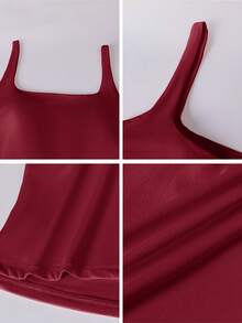 Áo tank top thể thao màu trơn dành cho nữ, thích hợp cho chạy bộ ngoài trời, tập thể dục, yoga và pilates. - Màu Đỏ Sâu - Xem 10