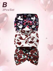 Băng đô bản rộng in hình hoa hồng và trái tim dành cho nữ, thích hợp làm quà tặng ngày Valentine (1 cái/3 cái/5 cái), phụ kiện tóc thời trang đa năng. - Nhiều màu - Xem 11