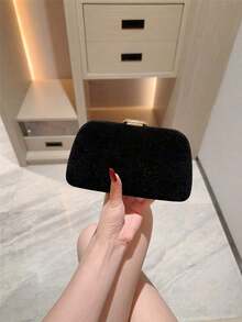 1pc Glitter Metallic Snakeskin Clutch Bag, Luxury Shiny Retro Gold Tone Mini Evening Purse, Fashionable, Charming, Exquisite, Elegant Women's Handbag, Suitable For Weddings, Themed Formal Parties, Galas, Birthday Parties, Comes With Chain - màu đen - Xem 10