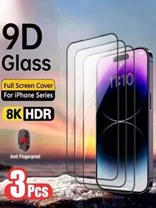 3 Stücke 9D Vollabdeckung gehärtetes Glas Bildschirmschutz, kompatibel mit iPhone 17 Pro Max/17 Pro/17/16 Pro Max/16 Pro/16 Plus/16/15 Pro Max/14 Pro Max/13/12, kratzfest, glatte Oberfläche, Handyzubehör, Handybildschirmschutz, Bildschirmschutz Essentials, geeignet für täglichen Schutz, Büro, Zuhause, wasserdicht, stoßfest, kratzfest - Transparent - Übersicht 16